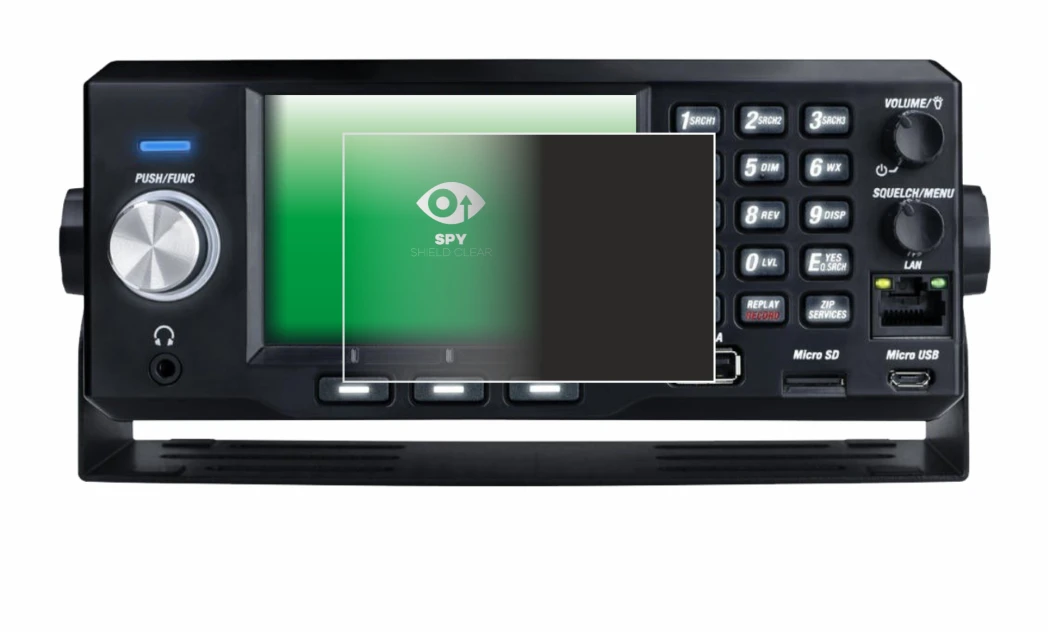 Imagen del dispositivo Uniden SDS200E con una amplia variedad de protectores de pantalla.