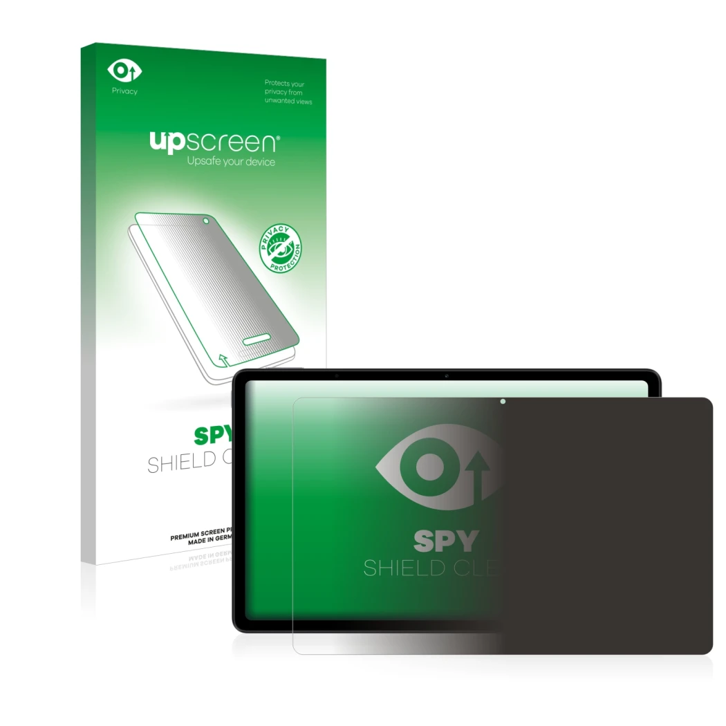 Parte frontal de un envase de producto con el logotipo de la marca upscreen. Al lado se muestra el dispositivo Xiaomi Redmi Pa