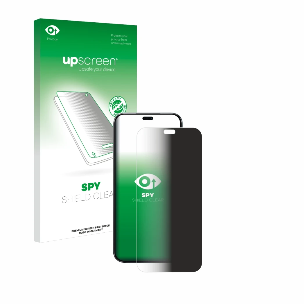 Parte frontal de un envase de producto con el logotipo de la marca upscreen. Al lado se muestra el dispositivo Honor 200 Lite
