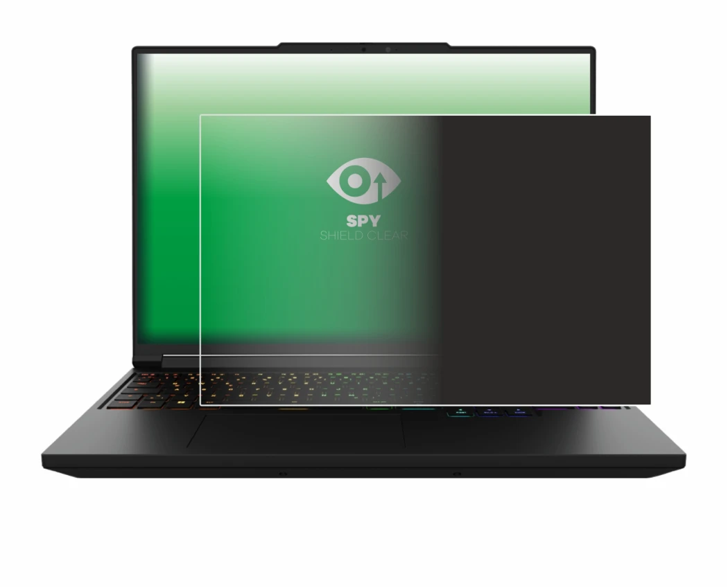 Imagen del dispositivo XMG Pro 16 con una amplia variedad de protectores de pantalla.