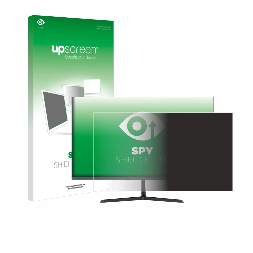 Parte frontal de un envase de producto con el logotipo de la marca upscreen. Al lado se muestra el dispositivo Minifire MF27X3