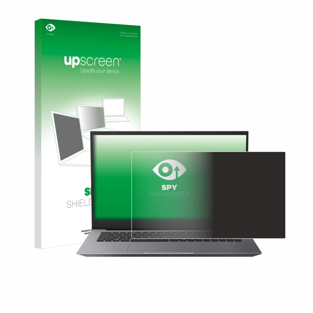 Parte frontal de un envase de producto con el logotipo de la marca upscreen. Al lado se muestra el dispositivo Blackview Acebo