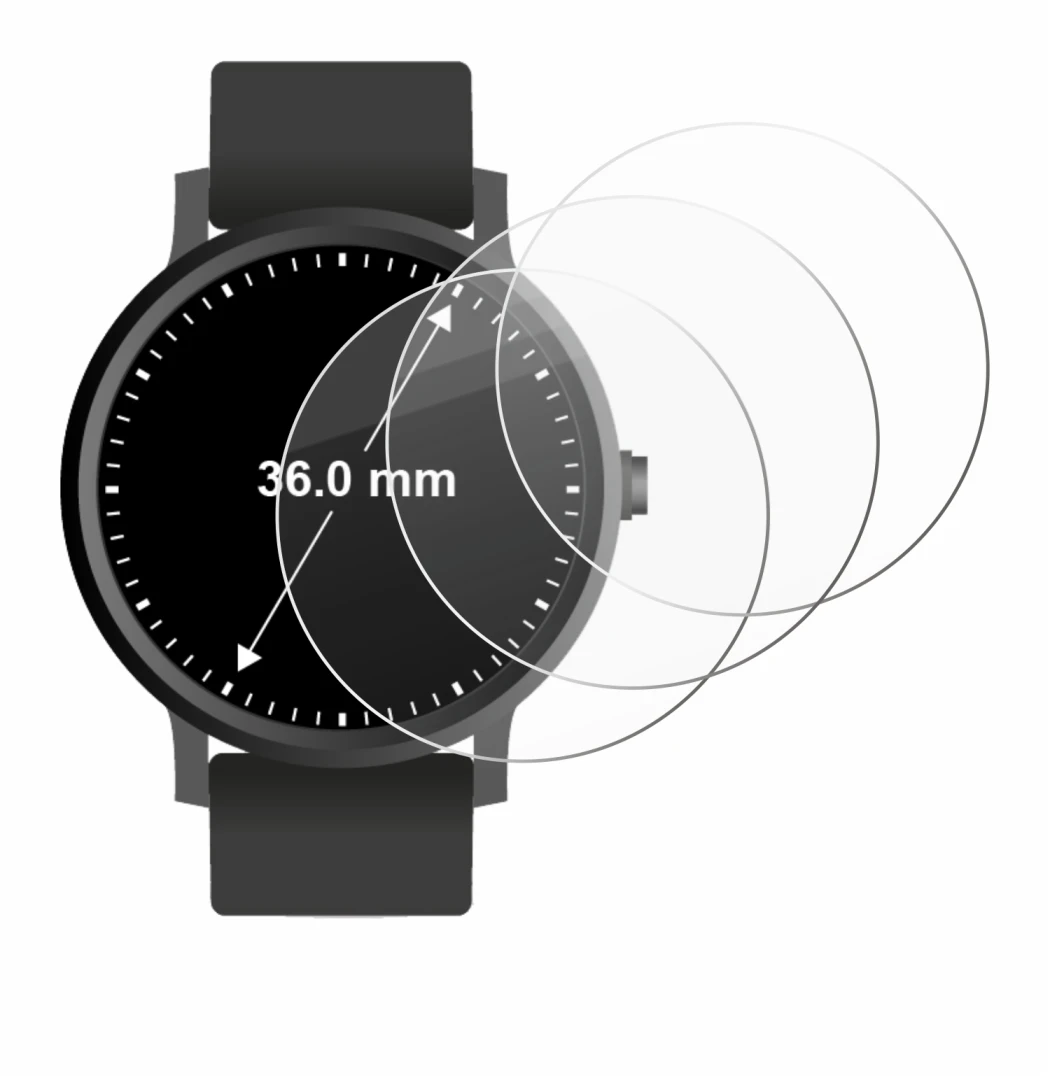 Imagen del dispositivo Relojes (Circular, ø: 36 mm) con una amplia variedad de protectores de pantalla.