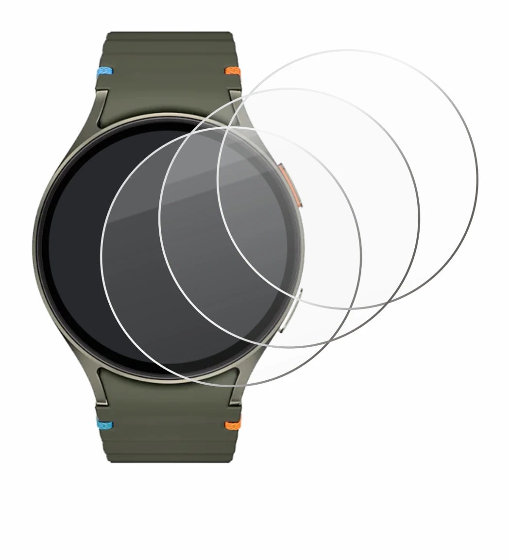 Imagen del dispositivo Samsung Galaxy Watch 7 (44 mm) con una amplia variedad de protectores de pantalla.