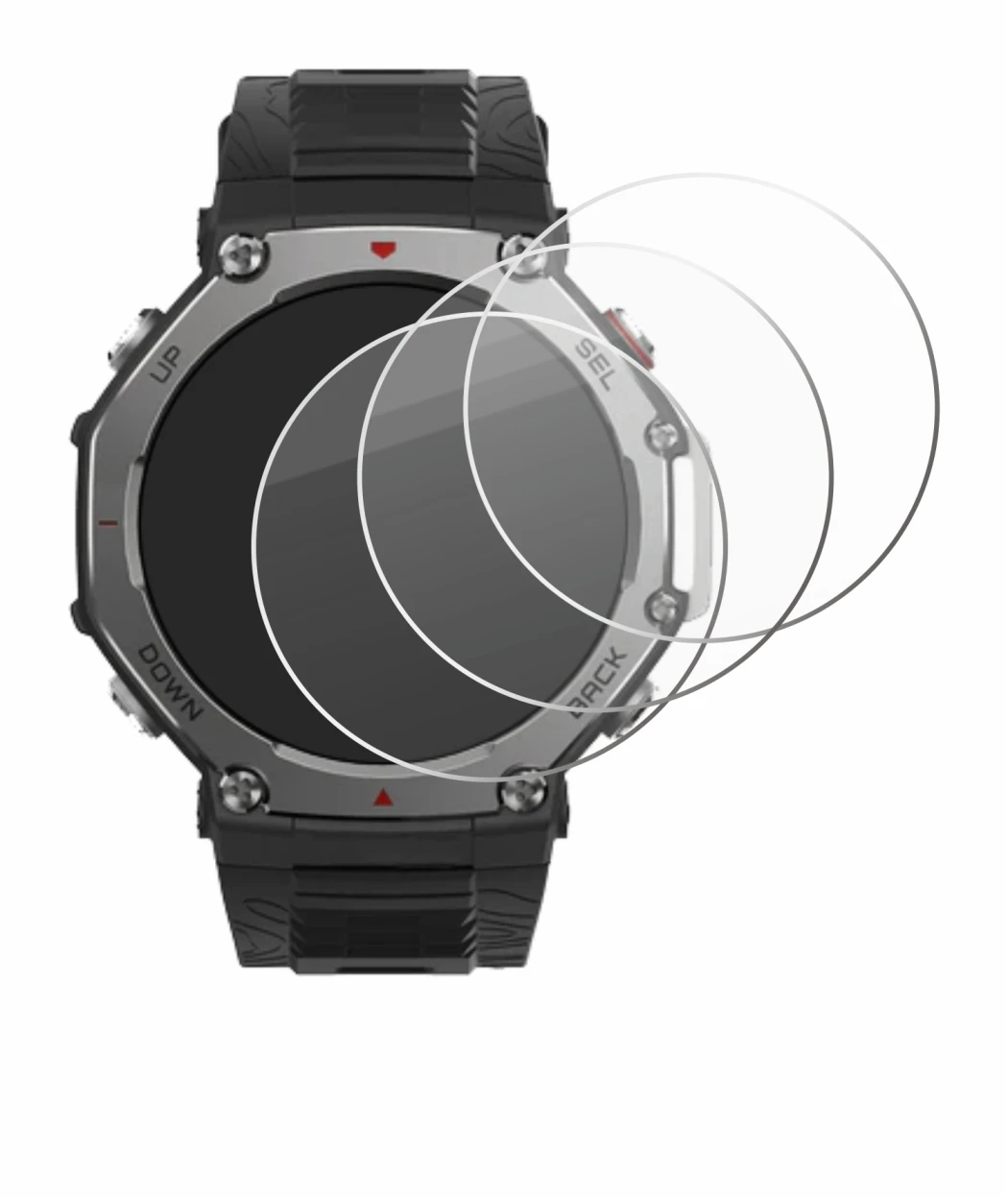 Imagen del dispositivo Huami Amazfit T-Rex 3 con una amplia variedad de protectores de pantalla.