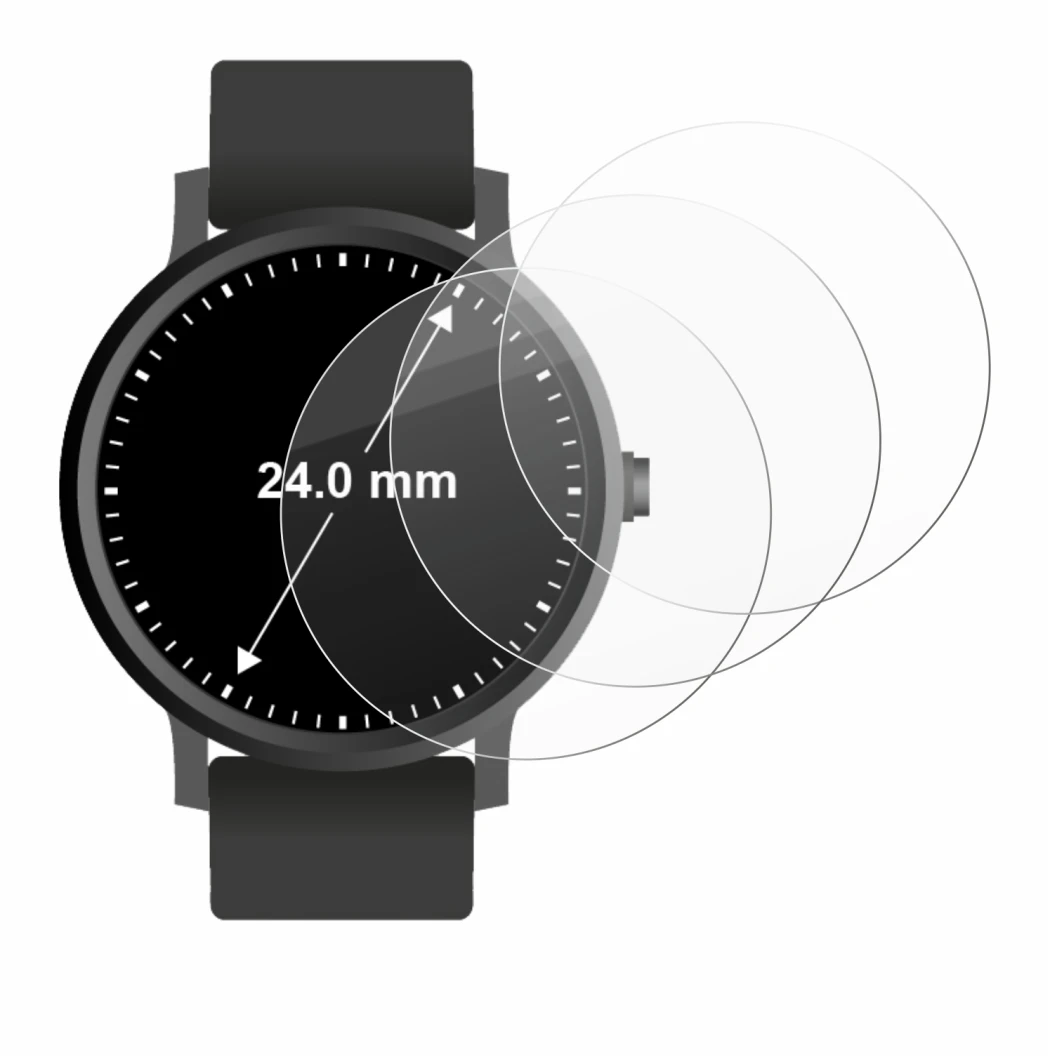 Imagen del dispositivo Relojes (Circular, ø: 24 mm) con una amplia variedad de protectores de pantalla.