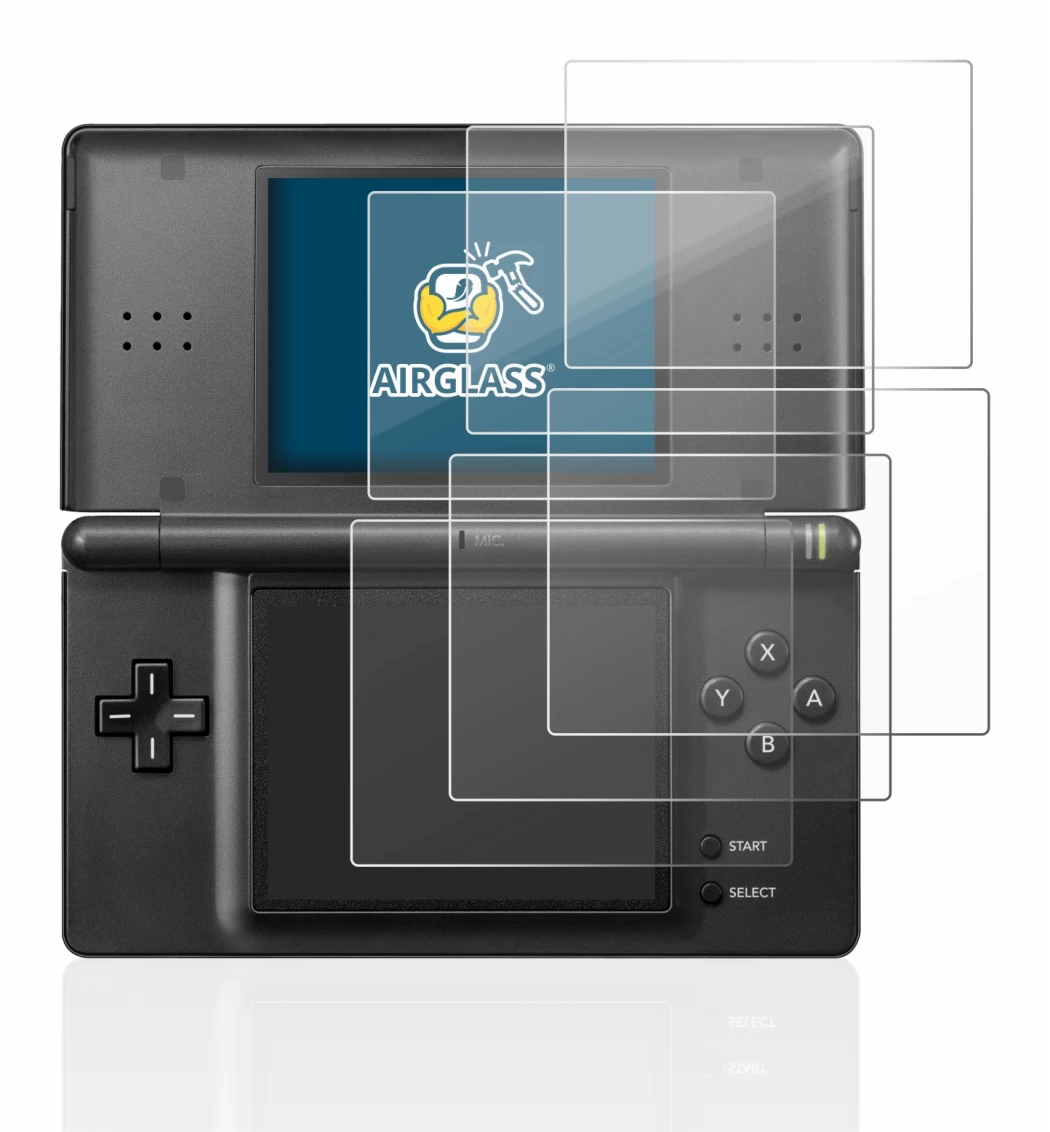 Imagen del dispositivo Nintendo DS LITE con una amplia variedad de protectores de pantalla.