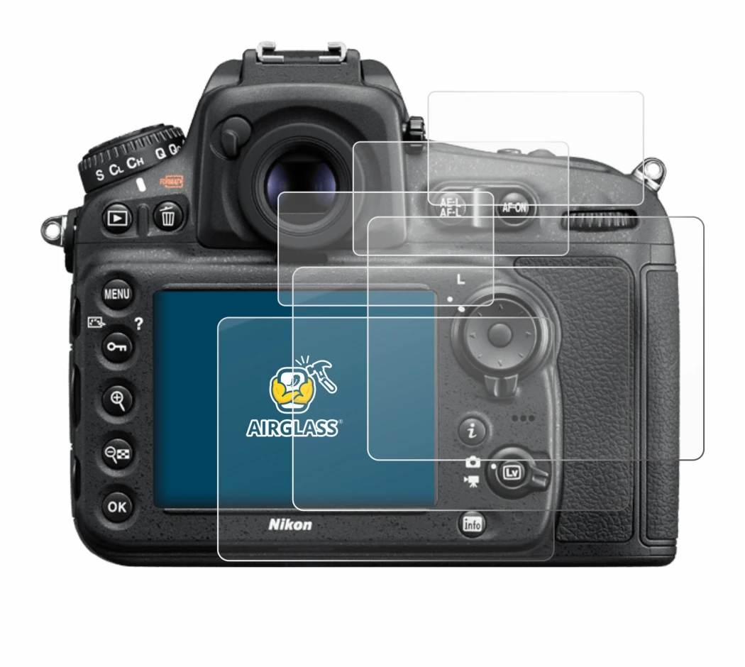 Imagen del dispositivo Nikon D810 con una amplia variedad de protectores de pantalla.
