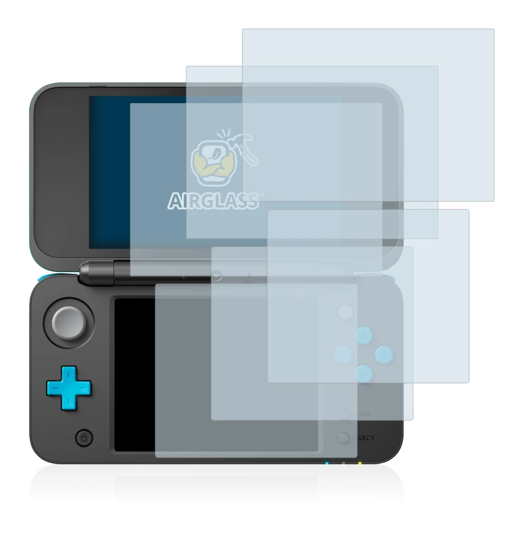 Imagen del dispositivo Nintendo 2DS XL con una amplia variedad de protectores de pantalla.
