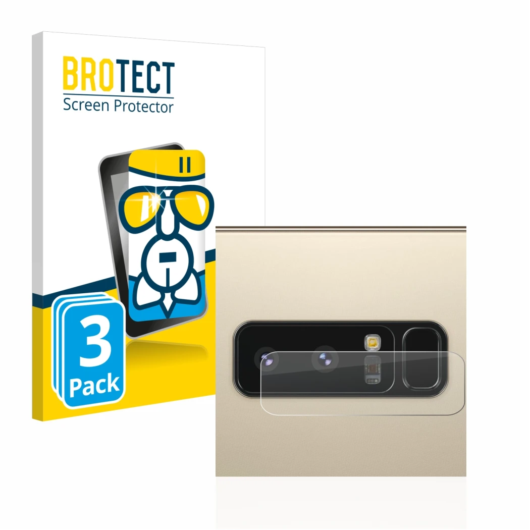 Parte frontal de un envase de producto con el logotipo de la marca BROTECT. Al lado se muestra el dispositivo Samsung Galaxy N