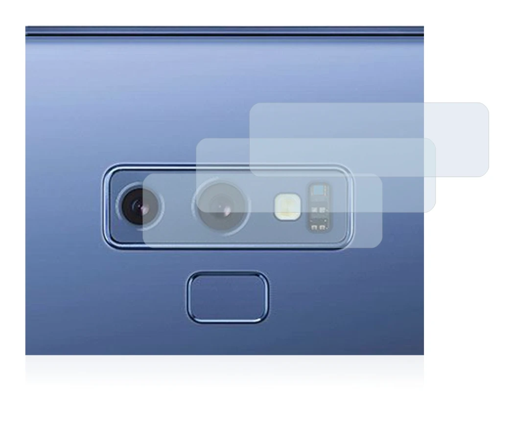 Imagen del dispositivo Samsung Galaxy Note 9 (SÓLO Cámara) con una amplia variedad de protectores de pantalla.