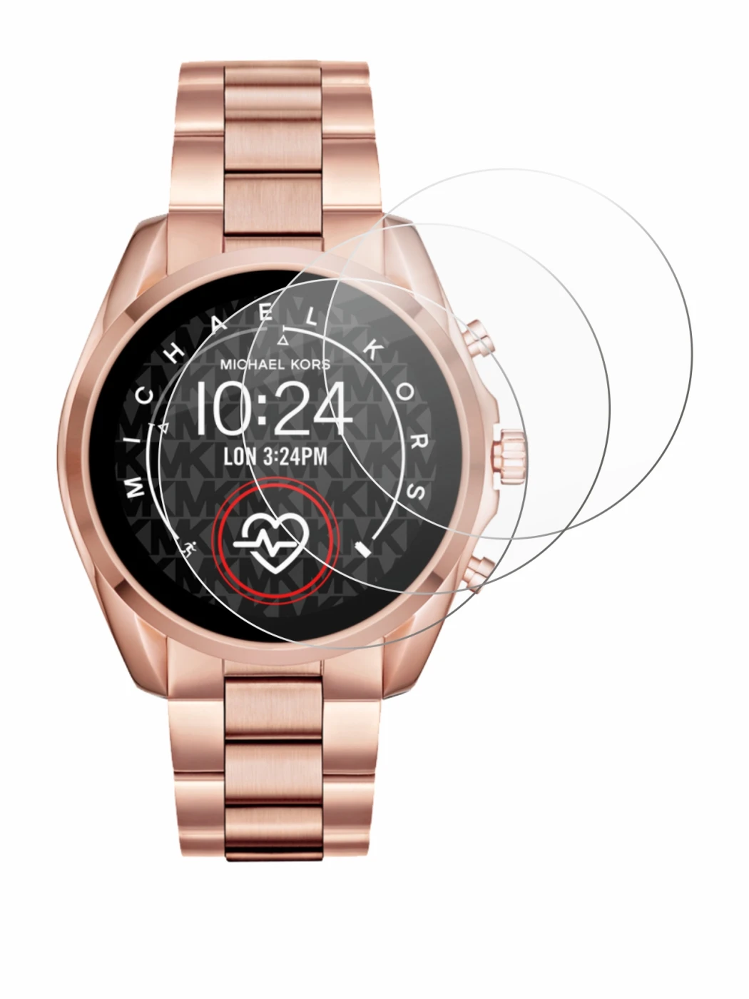 Imagen del dispositivo Michael Kors Access Bradshaw 2 con una amplia variedad de protectores de pantalla.