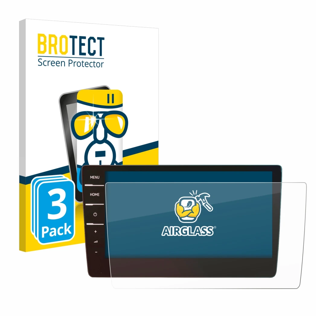 Parte frontal de un envase de producto con el logotipo de la marca BROTECT. Al lado se muestra el dispositivo Volkswagen Toura