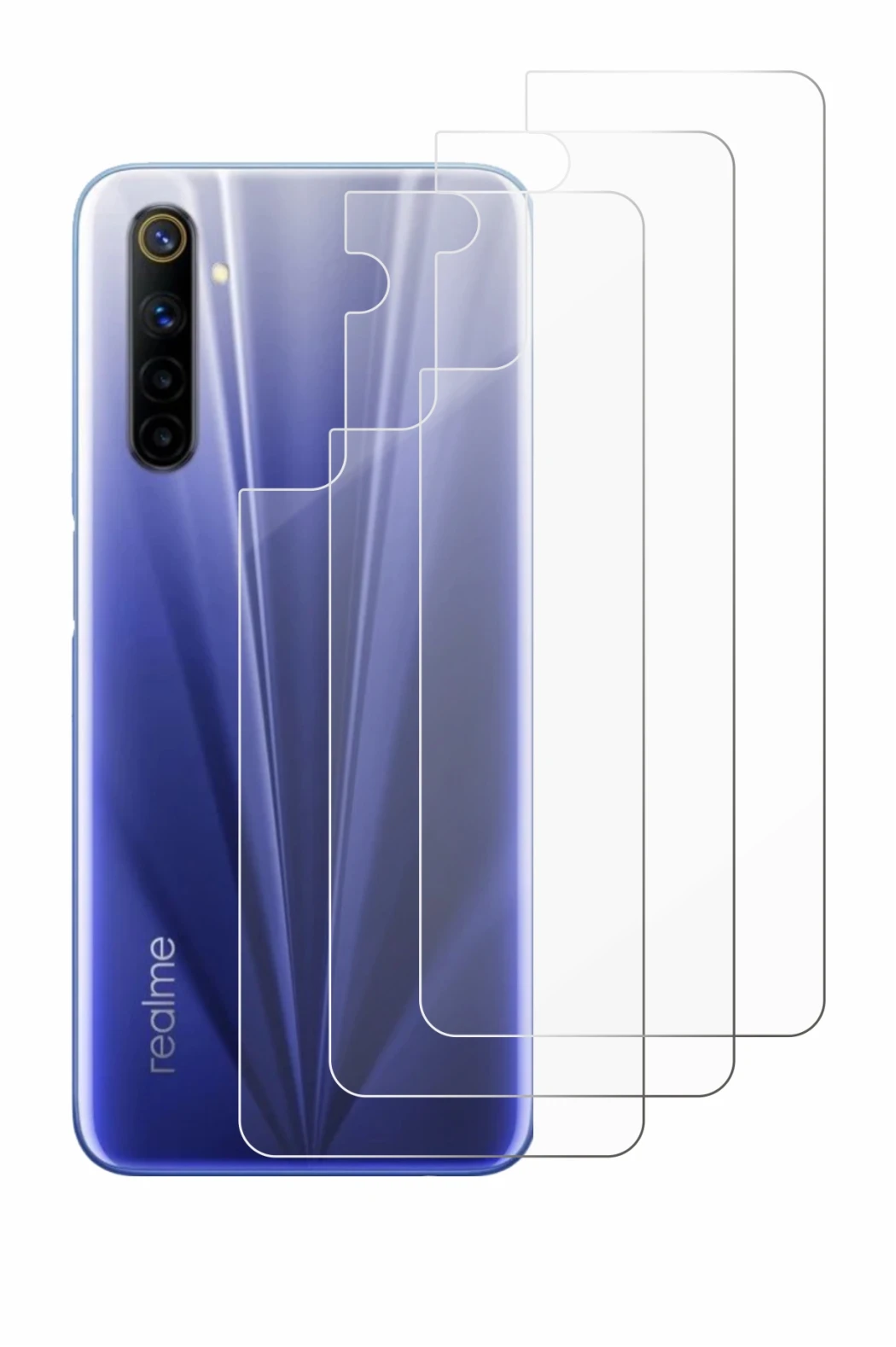 Imagen del dispositivo realme 6 (Trasero) con una amplia variedad de protectores de pantalla.