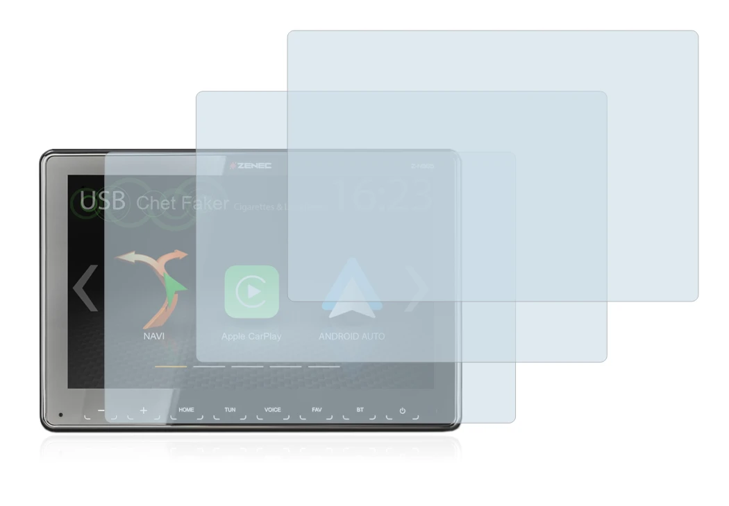 Imagen del dispositivo Zenec Z-N965 con una amplia variedad de protectores de pantalla.