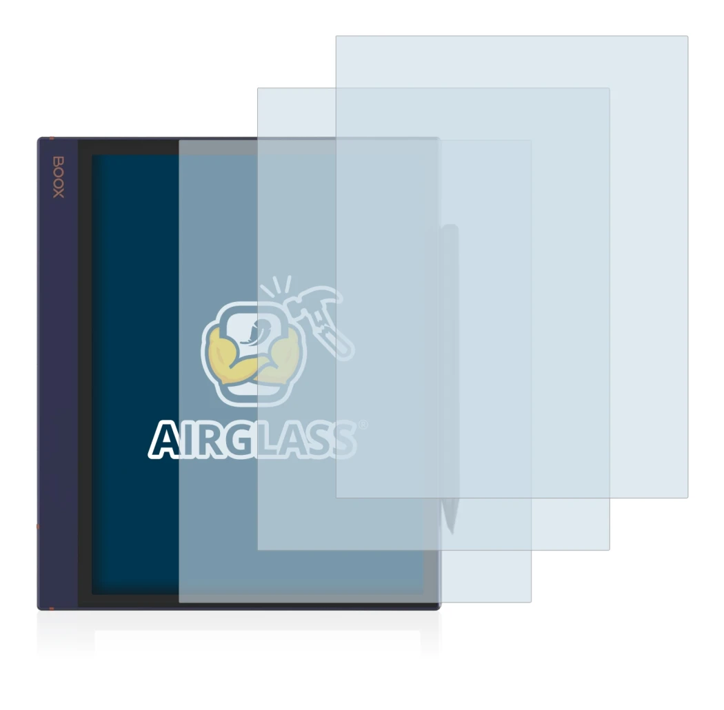 Imagen del dispositivo Boox Note Air con una amplia variedad de protectores de pantalla.