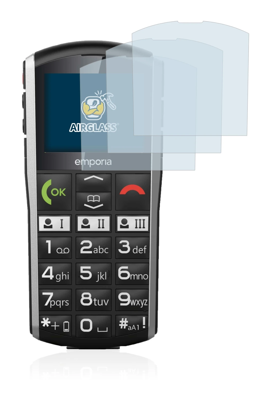 Imagen del dispositivo Emporia Simplicity con una amplia variedad de protectores de pantalla.