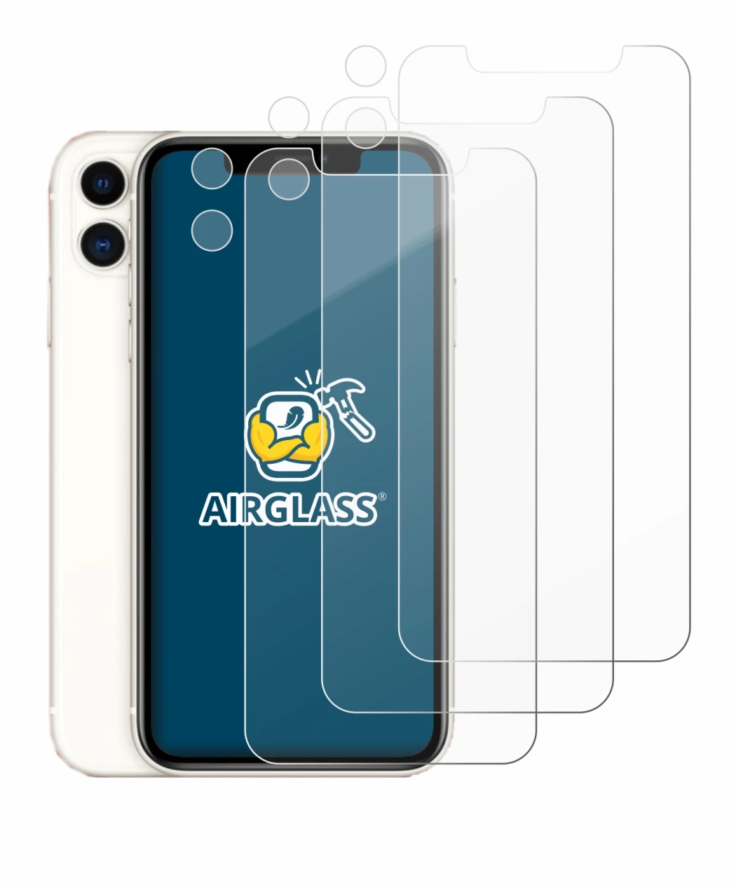 Imagen del dispositivo Apple iPhone 11 (Frontal+Cámara) con una amplia variedad de protectores de pantalla.