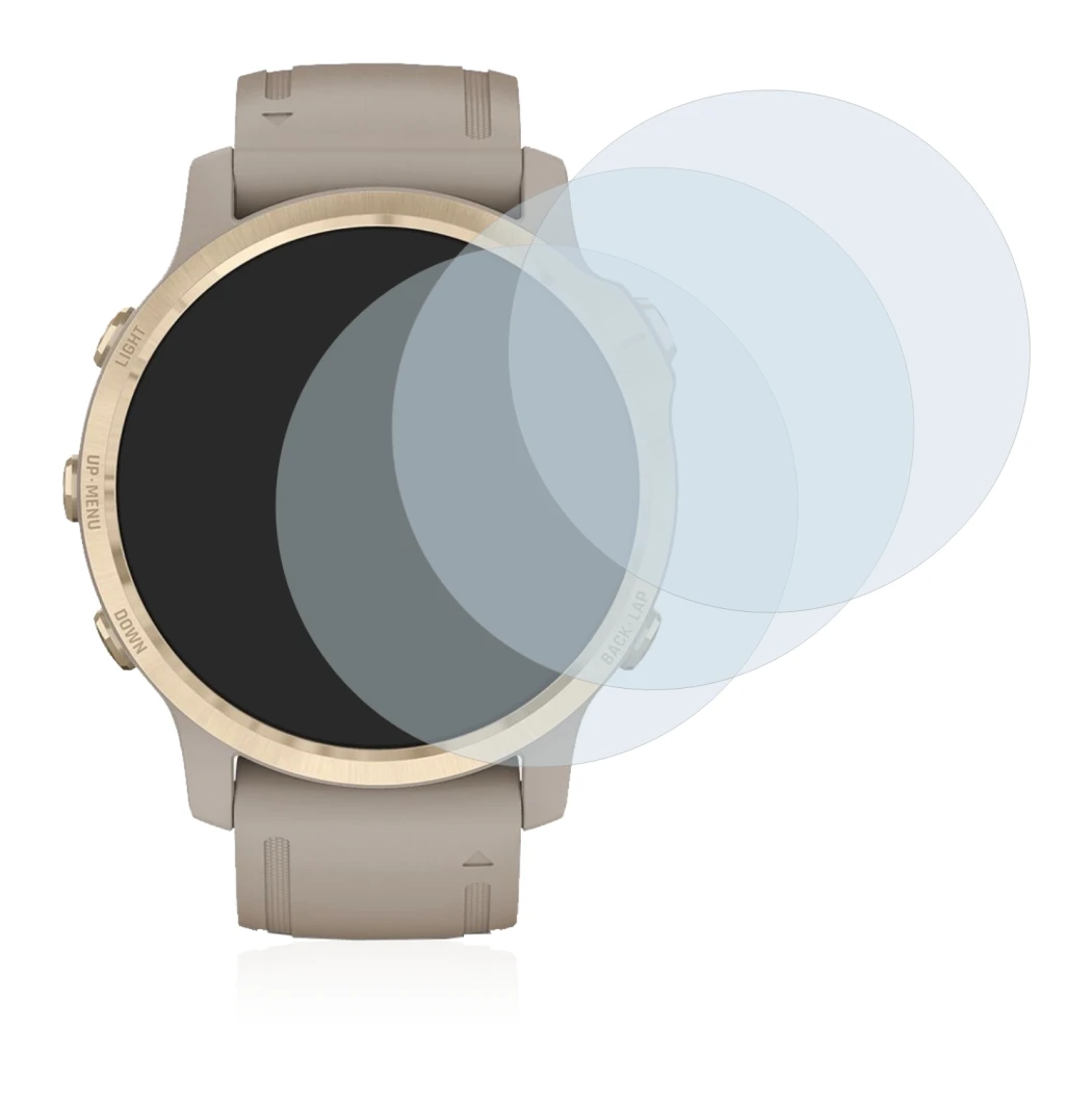 Imagen del dispositivo Garmin Fenix 6S Pro Solar con una amplia variedad de protectores de pantalla.