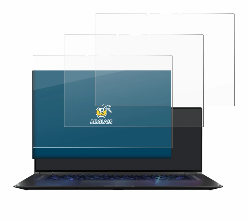 Imagen del dispositivo ASUS ROG Flow X16 con una amplia variedad de protectores de pantalla.