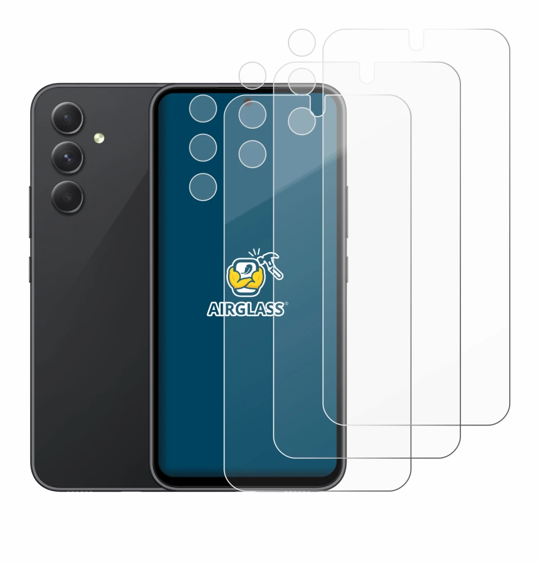 Imagen del dispositivo Samsung Galaxy A54 5G (Frontal+Cámara) con una amplia variedad de protectores de pantalla.