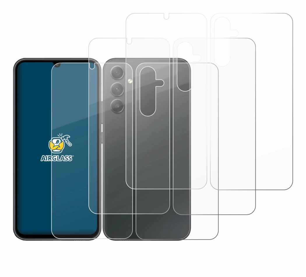 Imagen del dispositivo Samsung Galaxy A34 5G (Frontal+Trasero) con una amplia variedad de protectores de pantalla.