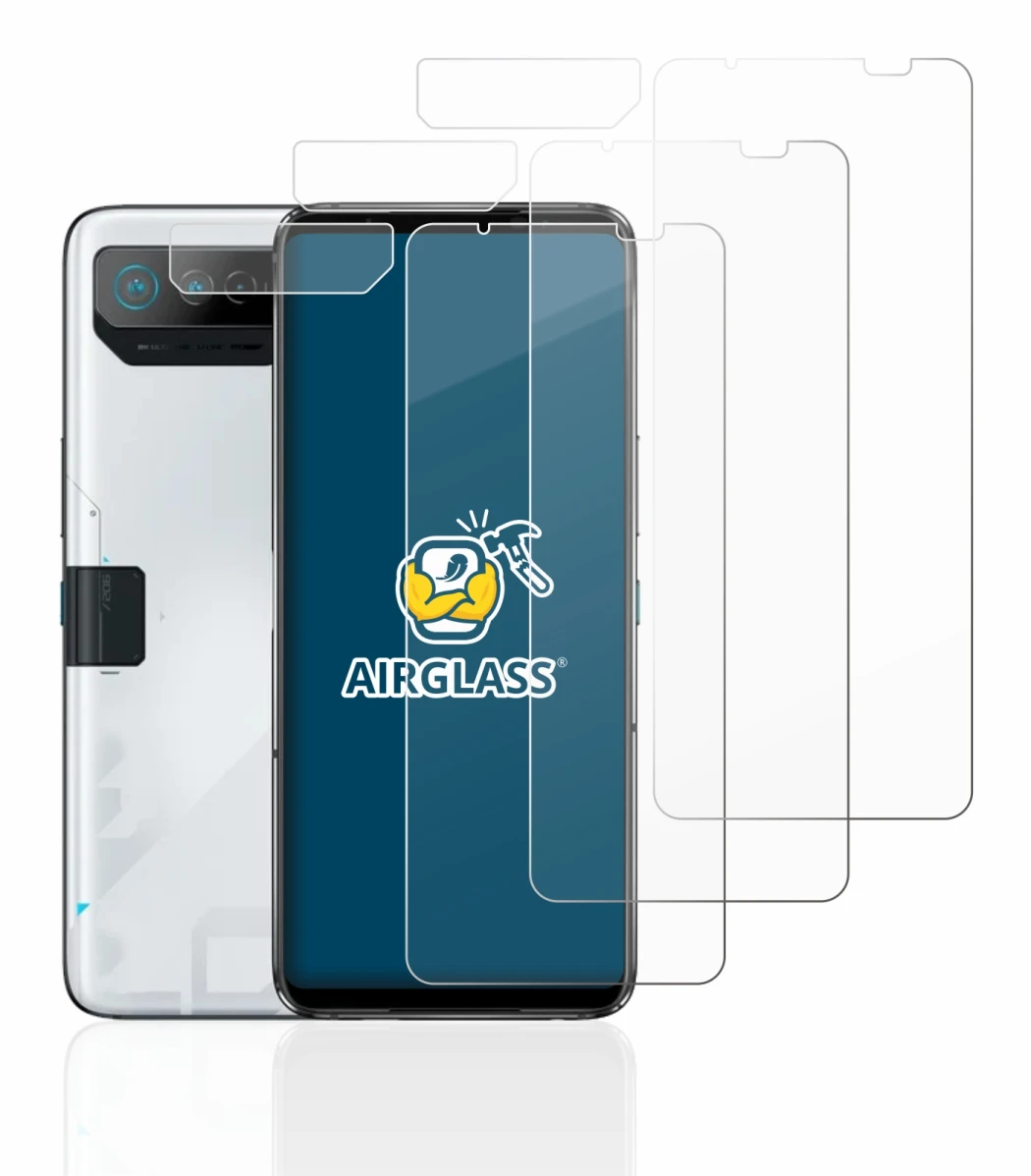 Imagen del dispositivo ASUS ROG Phone 7 (Frontal+Cámara) con una amplia variedad de protectores de pantalla.