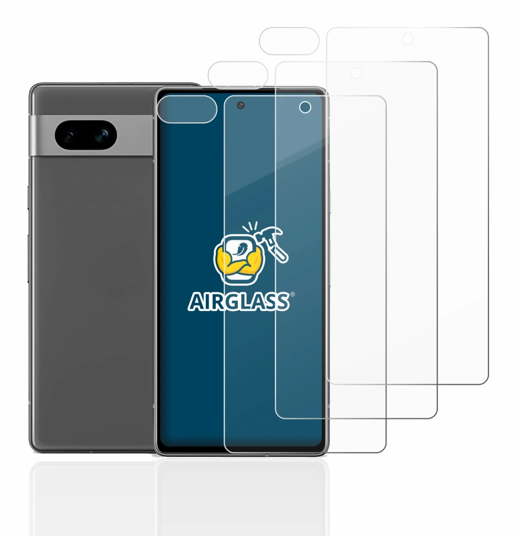 Imagen del dispositivo Google Pixel 7a (Frontal+Cámara) con una amplia variedad de protectores de pantalla.