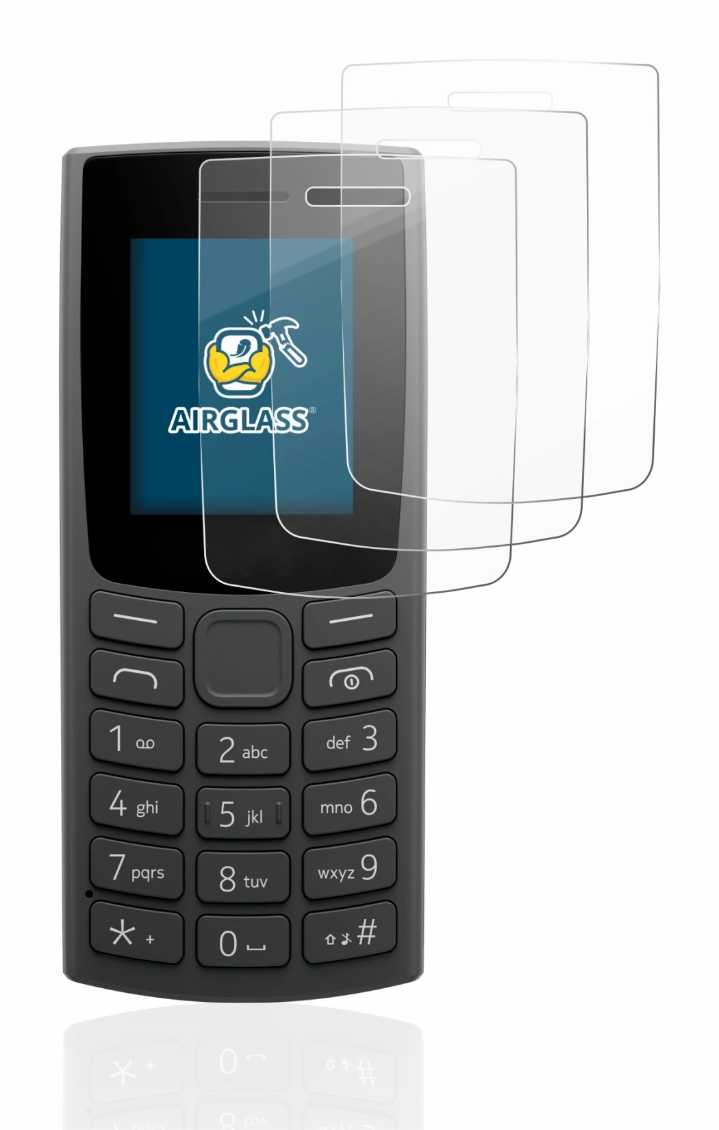 Imagen del dispositivo Nokia 105 (2023) con una amplia variedad de protectores de pantalla.