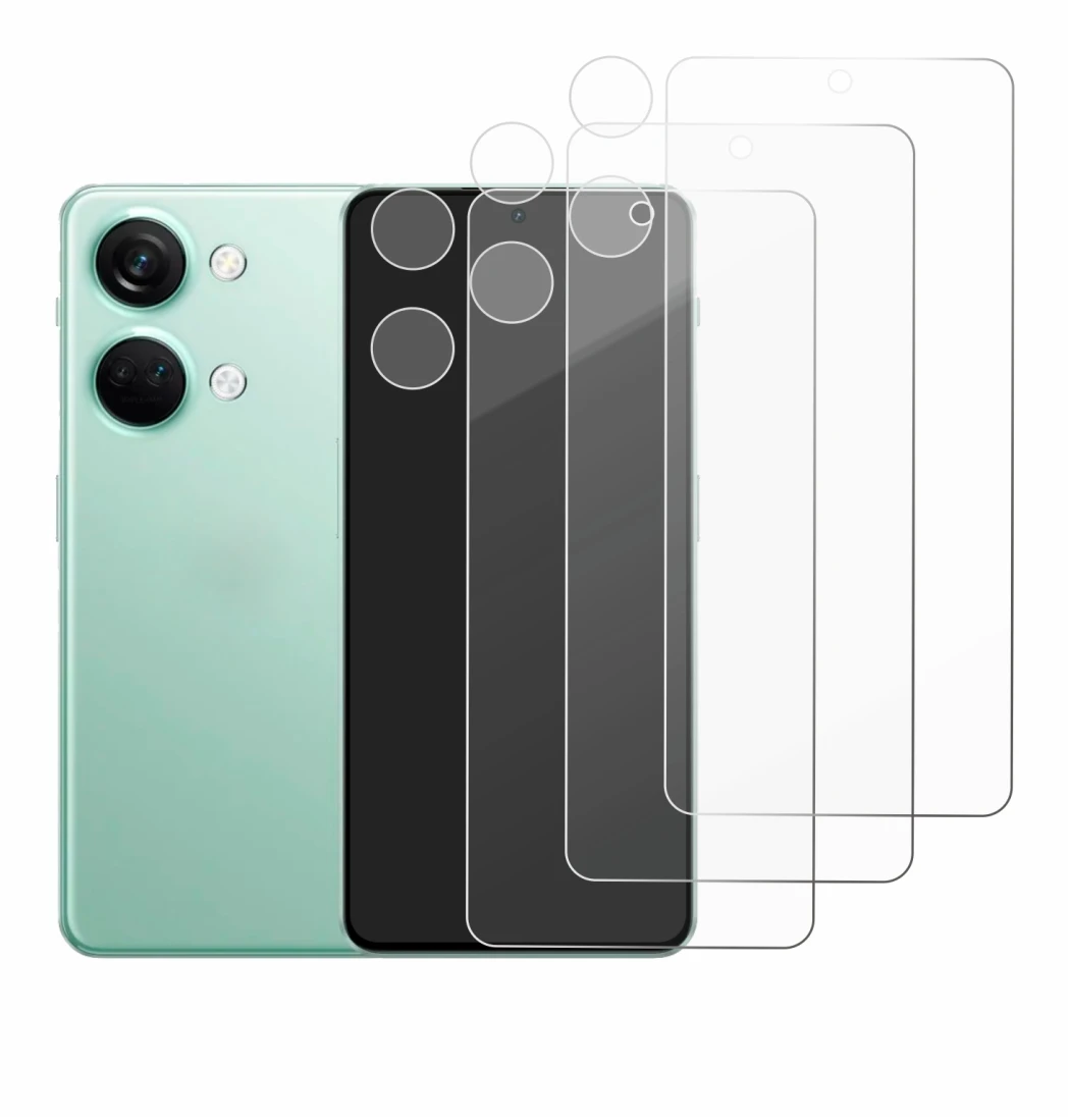 Imagen del dispositivo OnePlus Nord 3 5G (Frontal+Cámara) con una amplia variedad de protectores de pantalla.