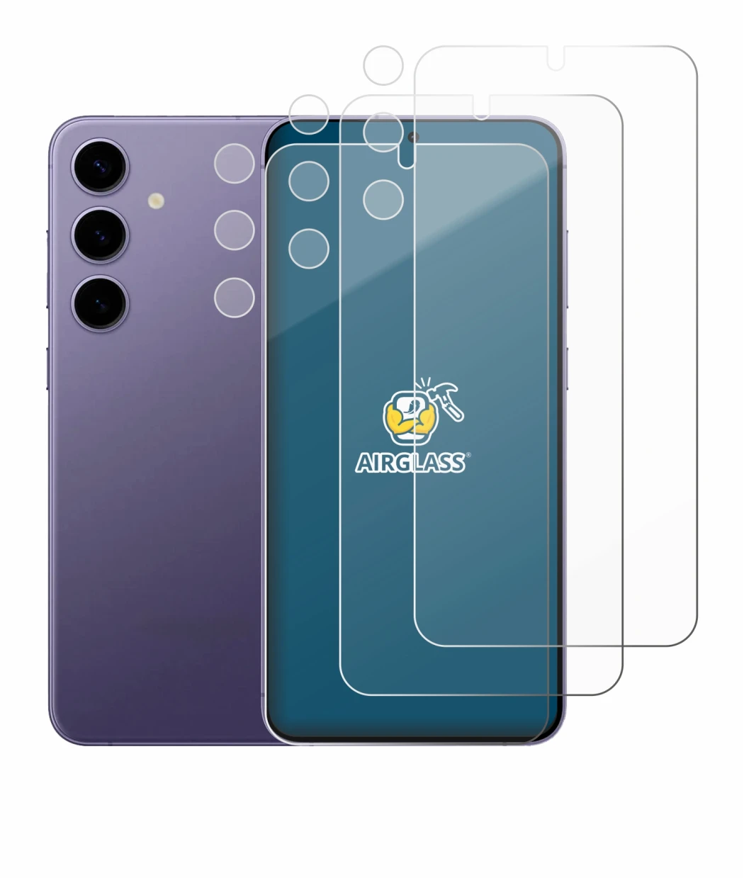 Imagen del dispositivo Samsung Galaxy S24 Plus (Frontal+Cámara) con una amplia variedad de protectores de pantalla.