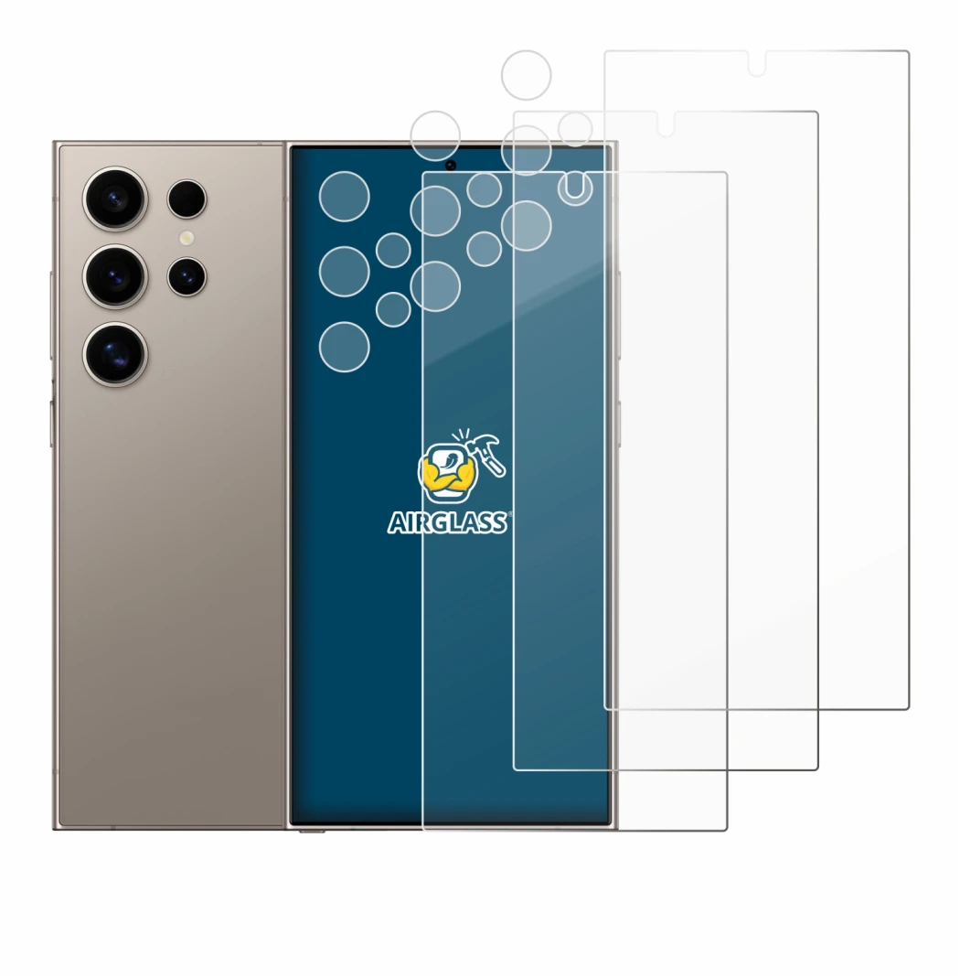 Imagen del dispositivo Samsung Galaxy S24 Ultra (case-friendly) (Frontal+Cámara) con una amplia variedad de protectores de pan