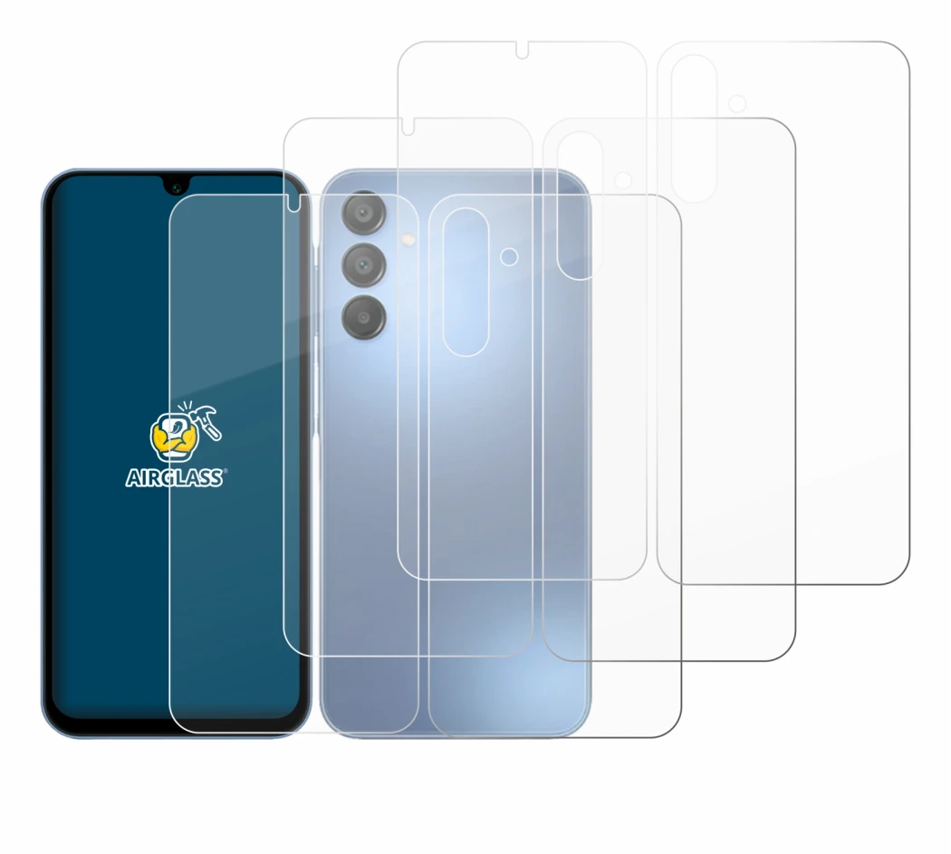 Imagen del dispositivo Samsung Galaxy A15 (Frontal+Trasero) con una amplia variedad de protectores de pantalla.