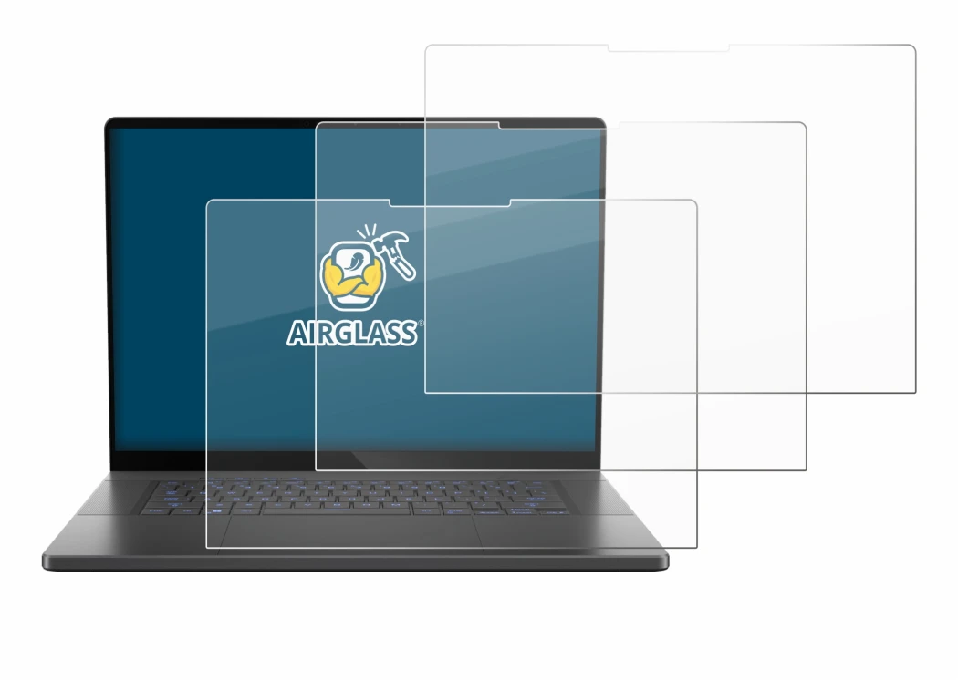 Imagen del dispositivo ASUS ROG Zephyrus G16 2024 con una amplia variedad de protectores de pantalla.