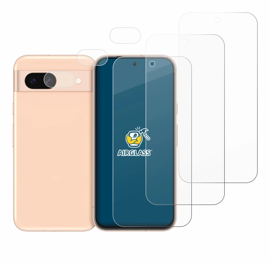 Imagen del dispositivo Google Pixel 8a (Frontal+Cámara) con una amplia variedad de protectores de pantalla.