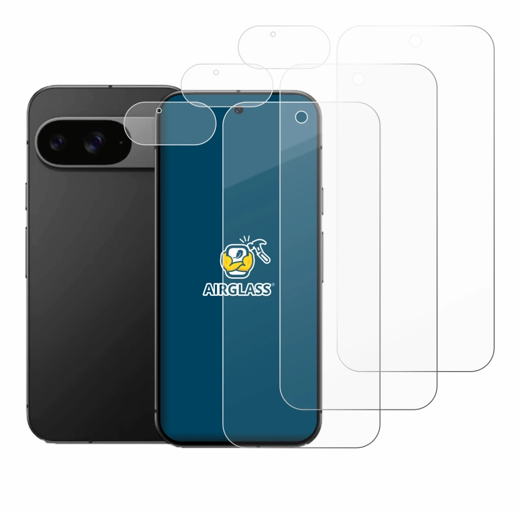 Imagen del dispositivo Google Pixel 9 (Frontal+Cámara) con una amplia variedad de protectores de pantalla.