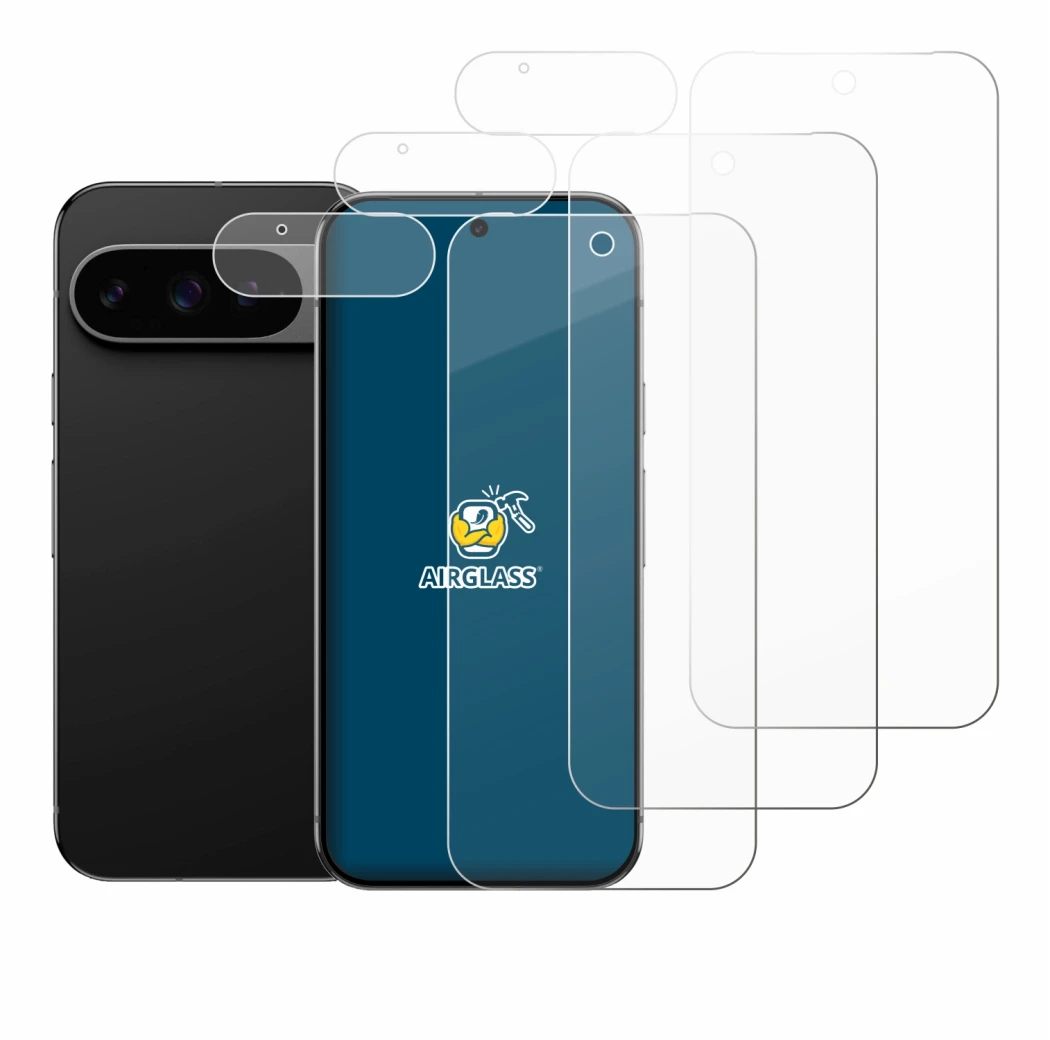 Imagen del dispositivo Google Pixel 9 Pro (Frontal+Cámara) con una amplia variedad de protectores de pantalla.