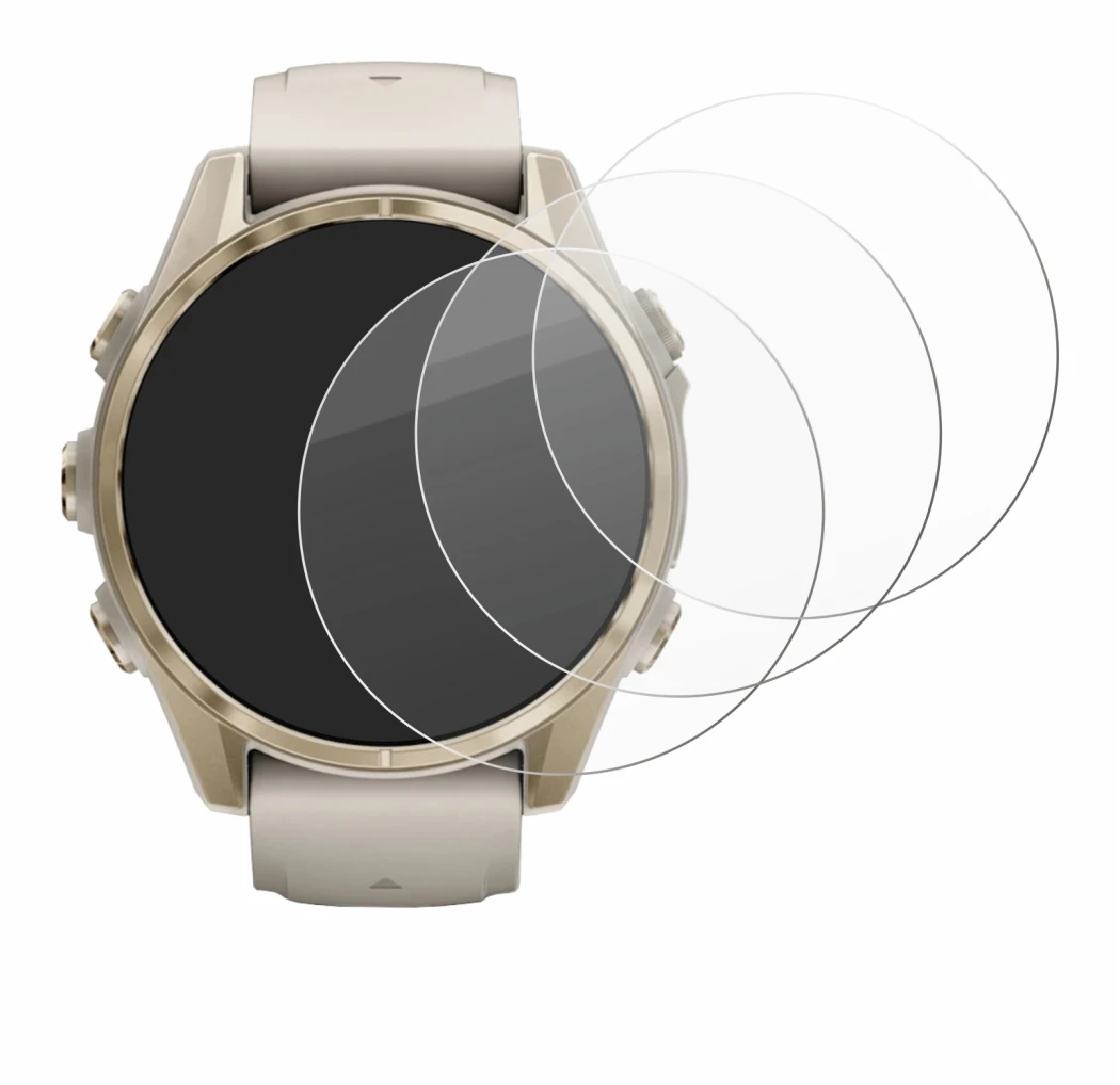 Imagen del dispositivo Garmin Fenix 8 (43 mm) con una amplia variedad de protectores de pantalla.