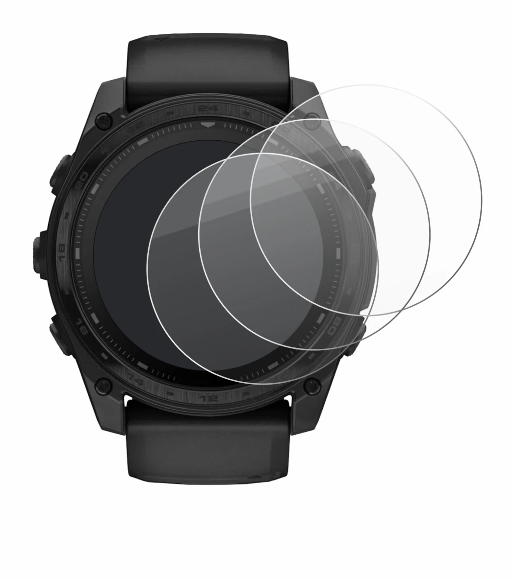 Imagen del dispositivo Garmin Tactix 8 Solar (51 mm) con una amplia variedad de protectores de pantalla.