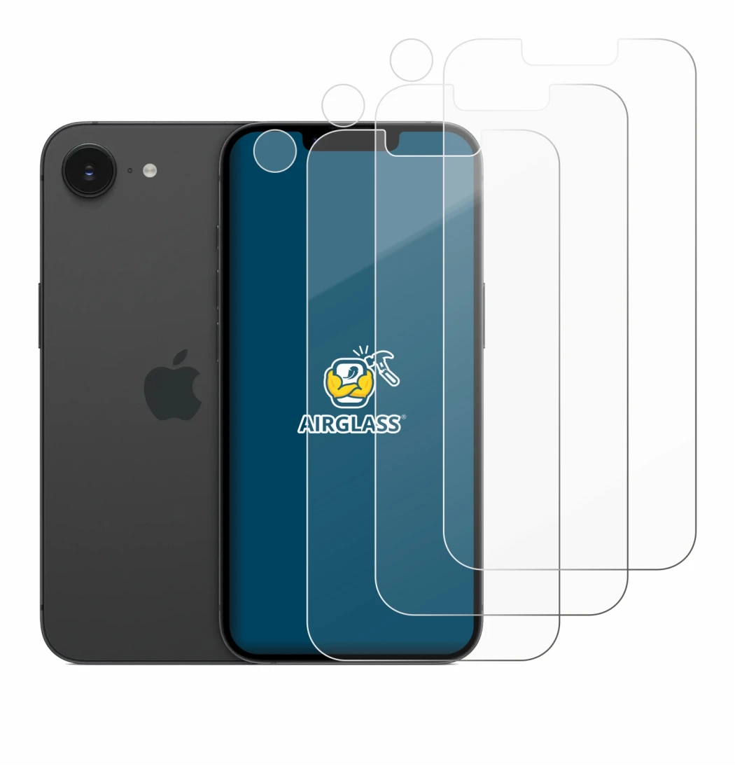 Imagen del dispositivo Apple iPhone 16e (Frontal+Cámara) con una amplia variedad de protectores de pantalla.