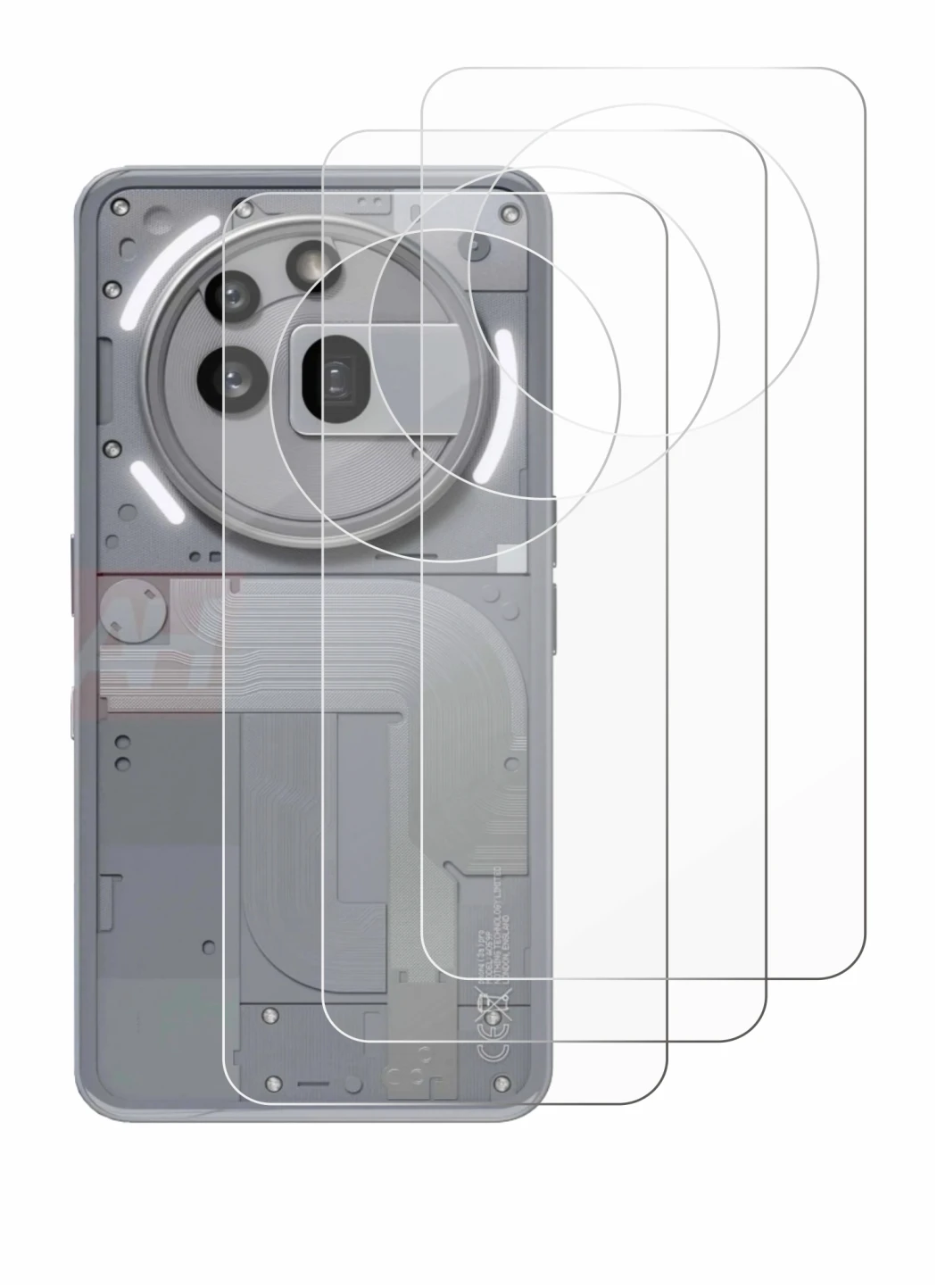 Imagen del dispositivo Nothing Phone (3a) Pro (Trasero) con una amplia variedad de protectores de pantalla.
