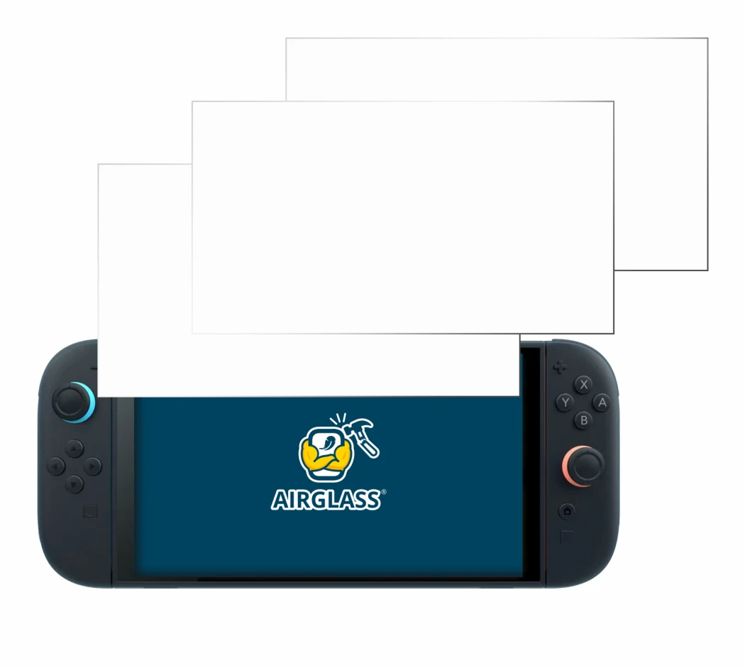 Imagen del dispositivo Nintendo Switch 2 con una amplia variedad de protectores de pantalla.