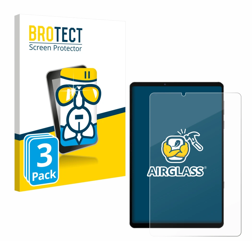 Parte frontal de un envase de producto con el logotipo de la marca BROTECT. Al lado se muestra el dispositivo Lenovo Legion Y7