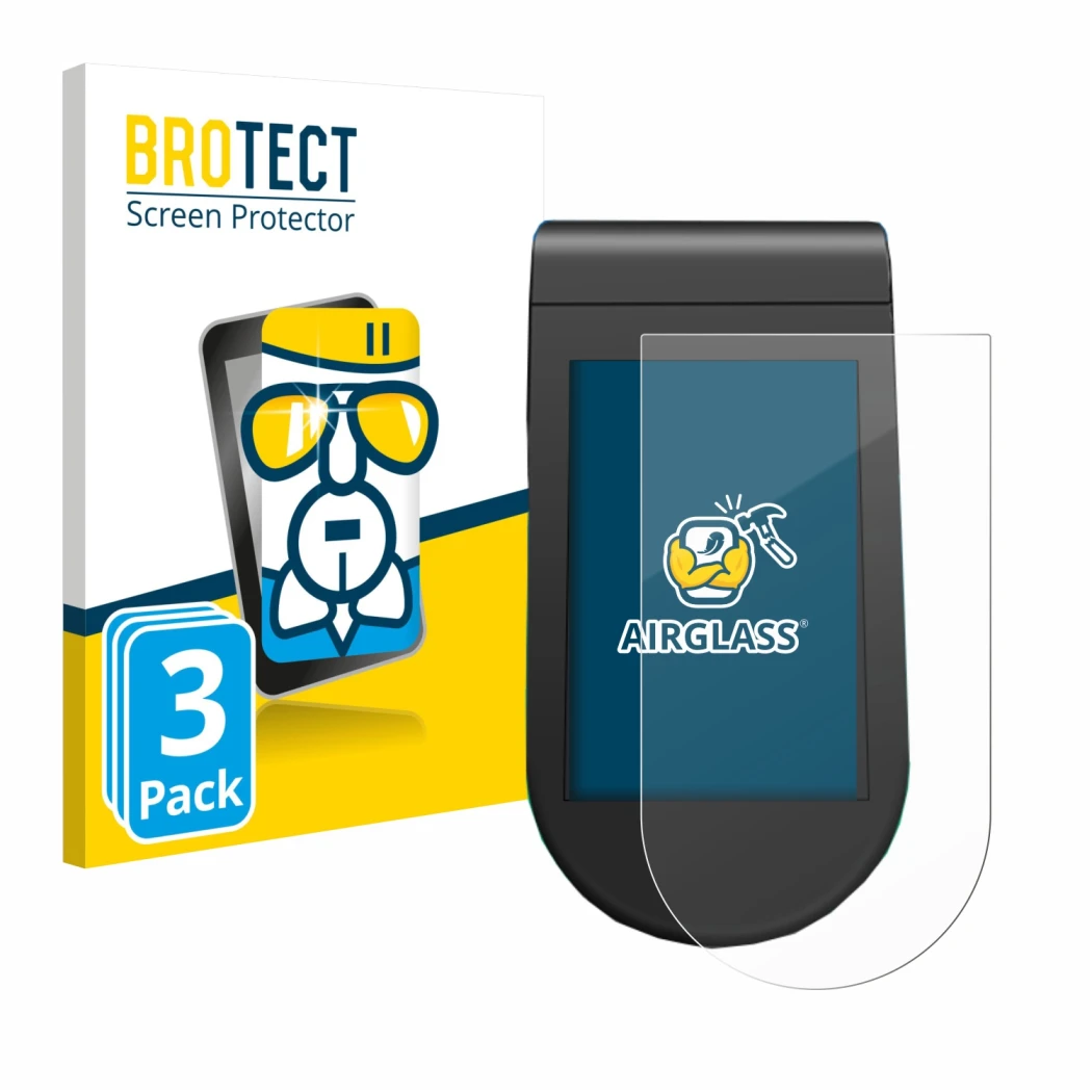 Parte frontal de un envase de producto con el logotipo de la marca BROTECT. Al lado se muestra el dispositivo SoFlow SO4 Pro M