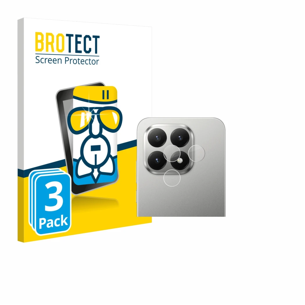 Parte frontal de un envase de producto con el logotipo de la marca BROTECT. Al lado se muestra el dispositivo Xiaomi 15T (SÓLO