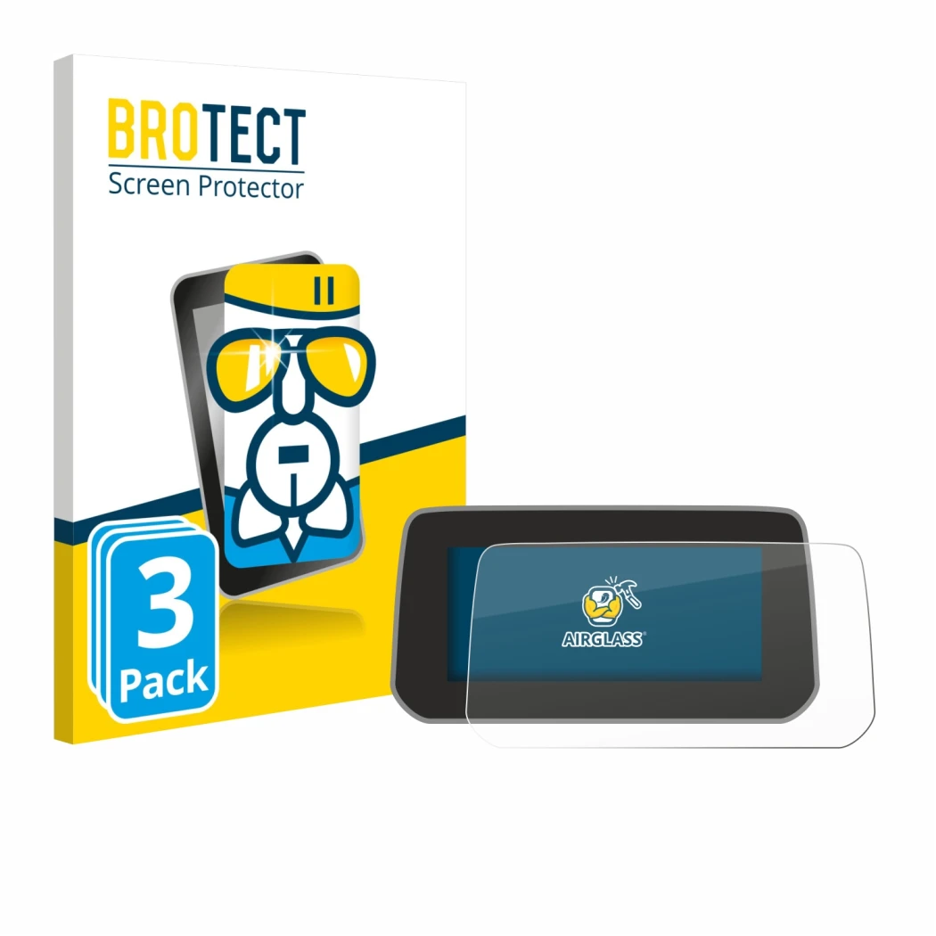 Parte frontal de un envase de producto con el logotipo de la marca BROTECT. Al lado se muestra el dispositivo Mazda CX-5 2020 