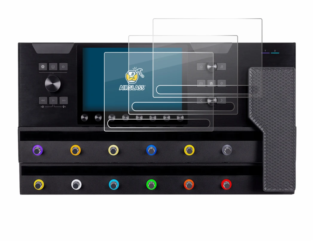 Imagen del dispositivo Line 6 Helix Stadium XL con una amplia variedad de protectores de pantalla.