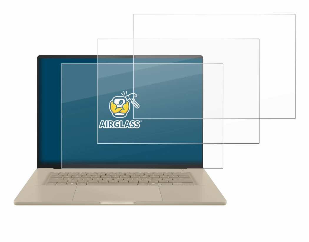 Imagen del dispositivo ASUS ZenBook A16 UX3607 con una amplia variedad de protectores de pantalla.