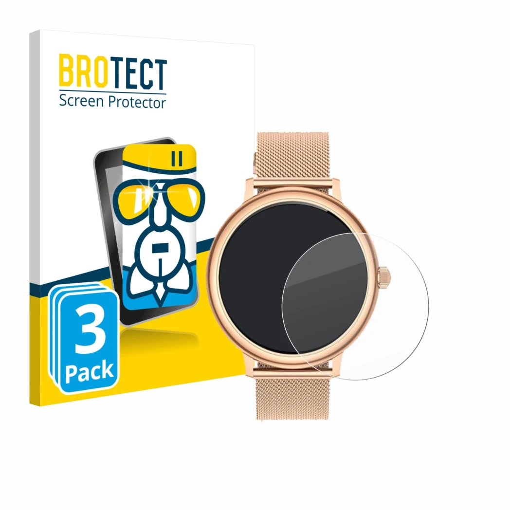 Parte frontal de un envase de producto con el logotipo de la marca BROTECT. Al lado se muestra el dispositivo Ruxingx AK98 1.1