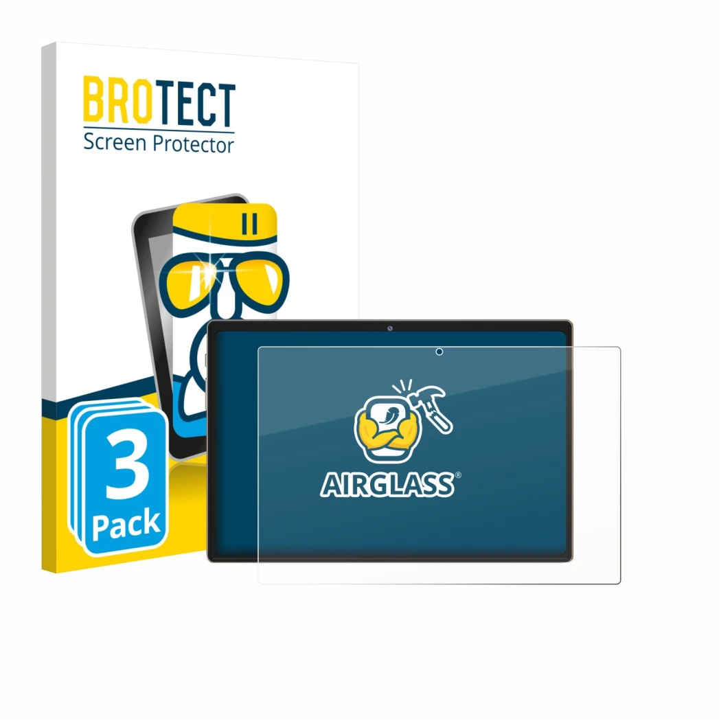 Parte frontal de un envase de producto con el logotipo de la marca BROTECT. Al lado se muestra el dispositivo Dghrti TAB30 10.